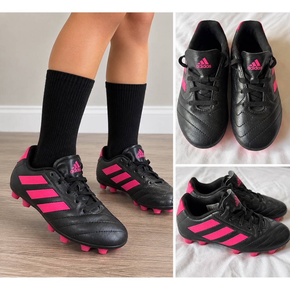 Adidas Kids Soccer Cleats Black Pink Athletic Shoes Size 13K